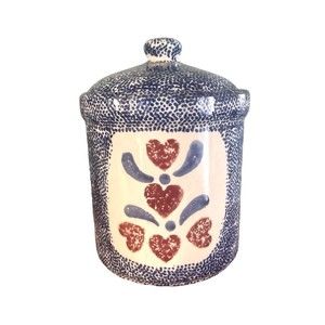 Jay Imports Ceramic Canister Jar Corelle Coordinates Blue Hearts Stoneware